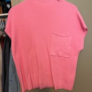 Pink Ribbed Knit Sweater Vest